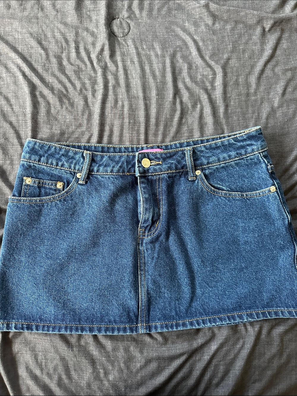 Edikted Dark Blue Denim Mini Skirt